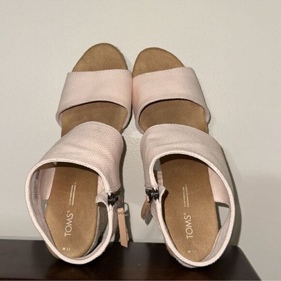 TOMS 11/42.5 Majorca Dusty Peach Platform City Espadrille Heel Zip Sandals - Picture 12 of 16